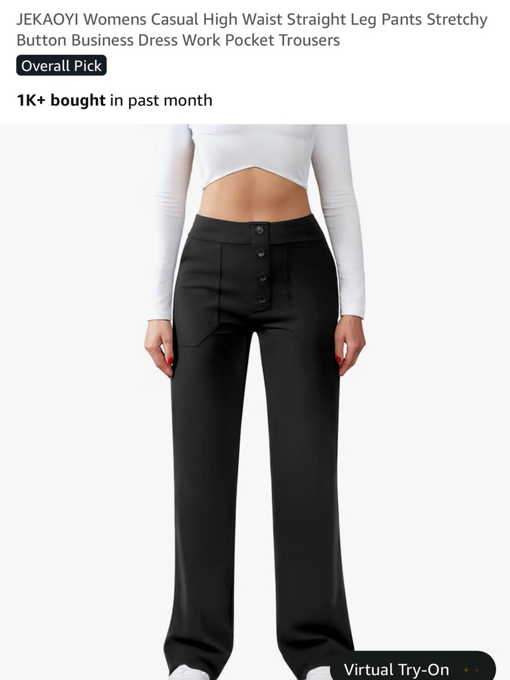 Black and Navy High-Waist Straight-Leg Pants with Button Front- 2 Pair